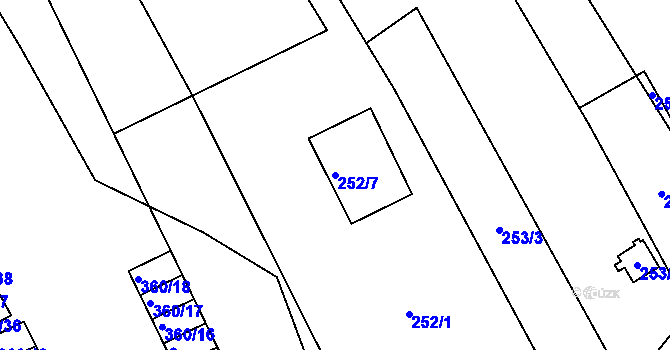 Parcela st. 252/7 v KÚ Sedlešovice, Katastrální mapa