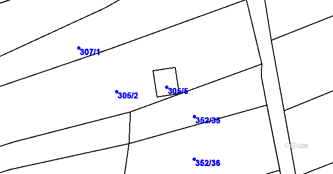 Parcela st. 305/5 v KÚ Sedlešovice, Katastrální mapa