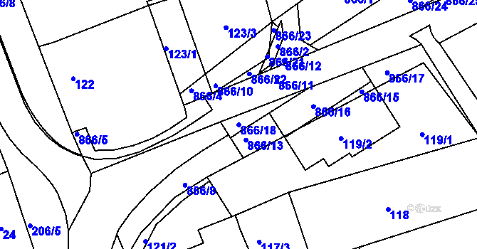Parcela st. 866/18 v KÚ Sedlešovice, Katastrální mapa