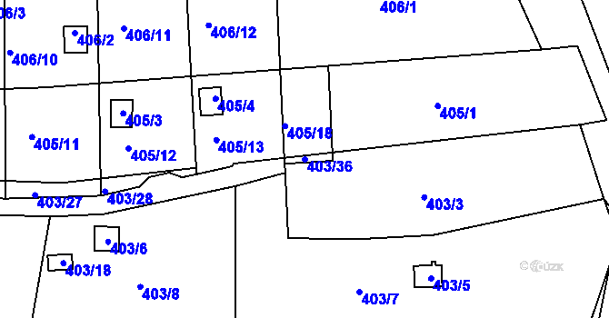 Parcela st. 403/36 v KÚ Sedlešovice, Katastrální mapa
