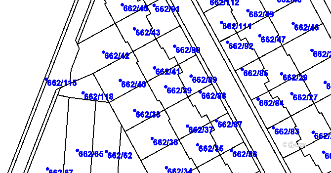 Parcela st. 662/39 v KÚ Sedlešovice, Katastrální mapa