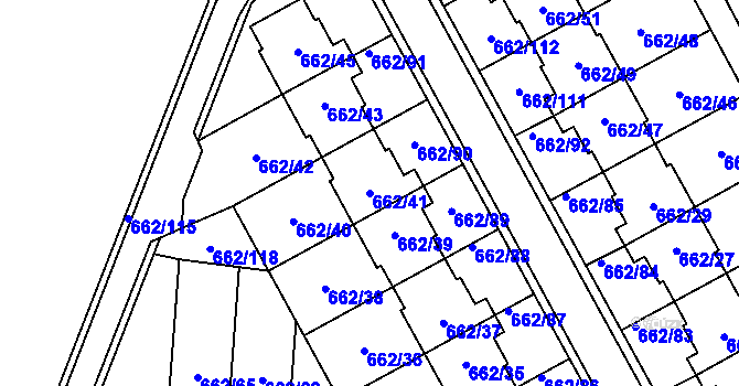Parcela st. 662/41 v KÚ Sedlešovice, Katastrální mapa