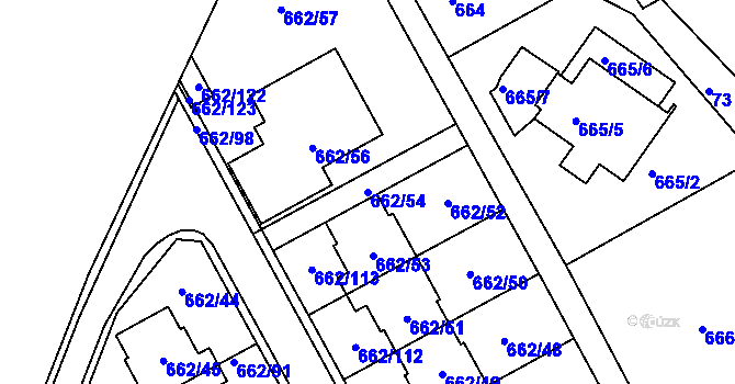 Parcela st. 662/54 v KÚ Sedlešovice, Katastrální mapa