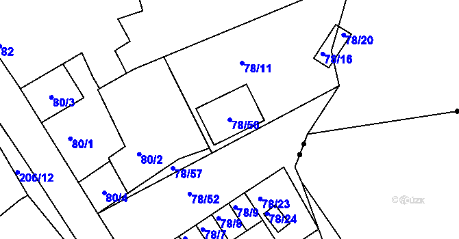 Parcela st. 78/56 v KÚ Sedlešovice, Katastrální mapa