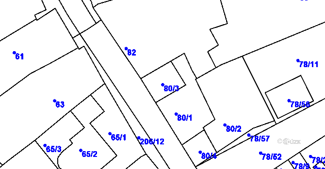 Parcela st. 80/3 v KÚ Sedlešovice, Katastrální mapa