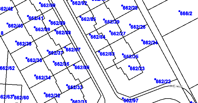 Parcela st. 662/83 v KÚ Sedlešovice, Katastrální mapa