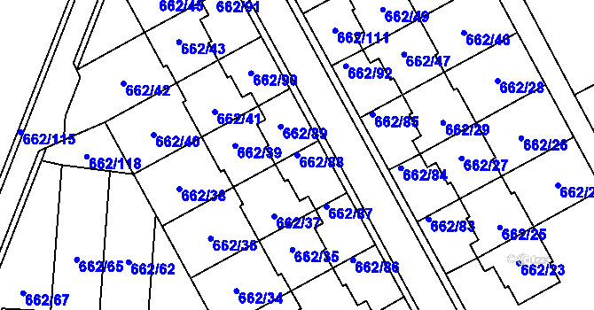Parcela st. 662/88 v KÚ Sedlešovice, Katastrální mapa