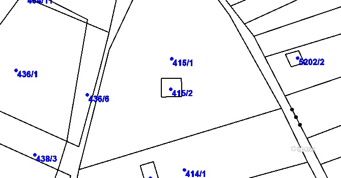 Parcela st. 415/2 v KÚ Sedlešovice, Katastrální mapa