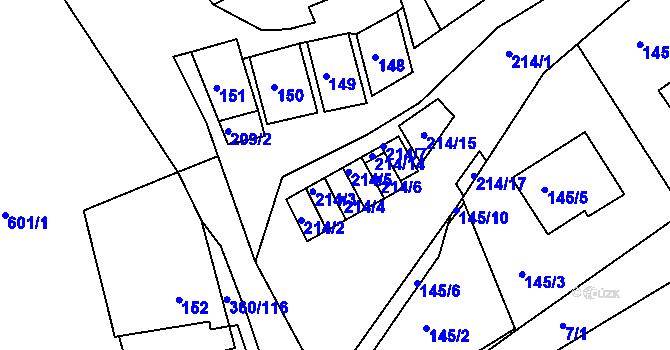 Parcela st. 214/10 v KÚ Sedlešovice, Katastrální mapa