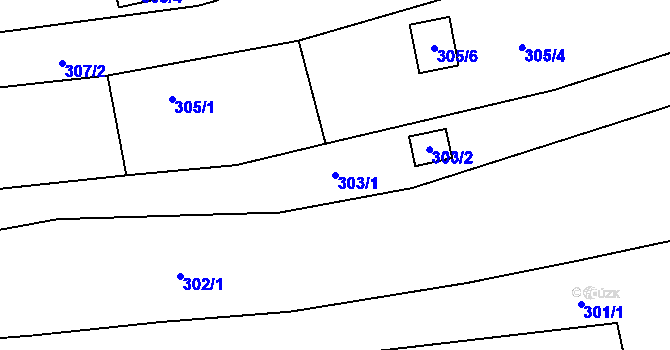 Parcela st. 303/1 v KÚ Sedlešovice, Katastrální mapa