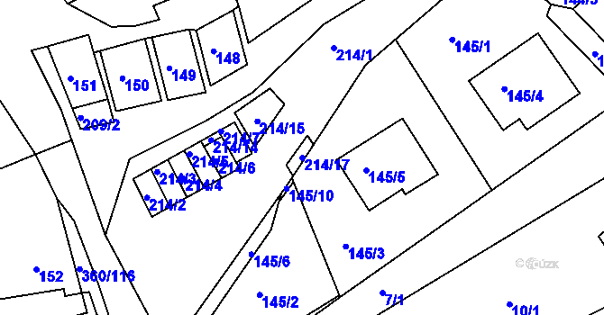 Parcela st. 214/17 v KÚ Sedlešovice, Katastrální mapa