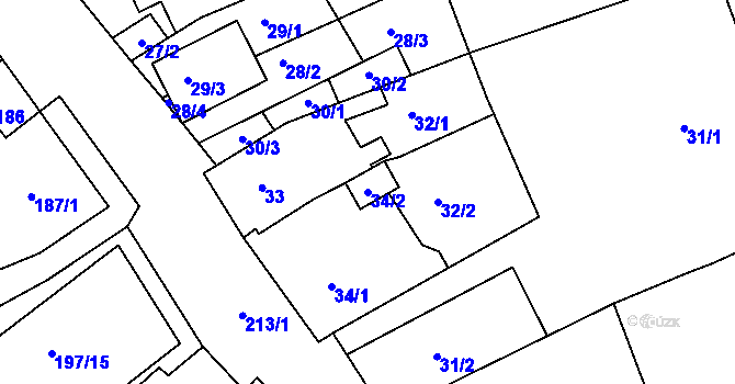 Parcela st. 34/2 v KÚ Sedlešovice, Katastrální mapa