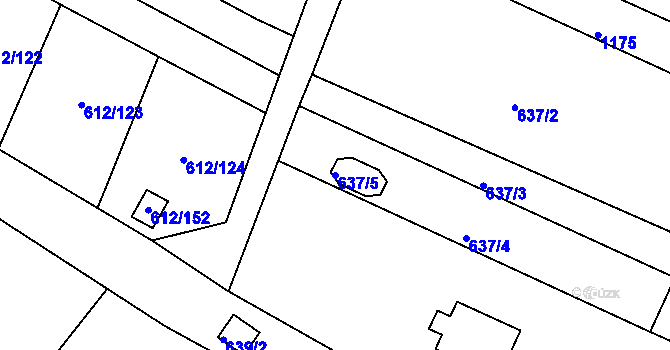 Parcela st. 637/5 v KÚ Sedlešovice, Katastrální mapa