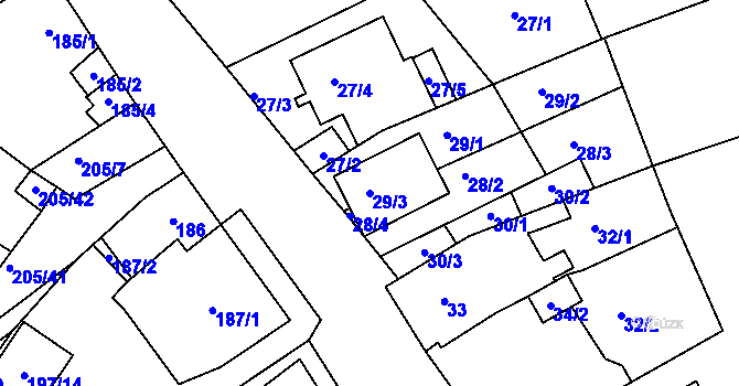 Parcela st. 29/3 v KÚ Sedlešovice, Katastrální mapa
