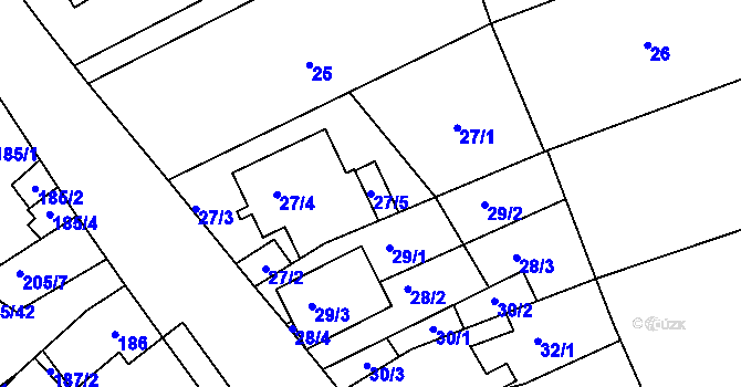 Parcela st. 27/5 v KÚ Sedlešovice, Katastrální mapa
