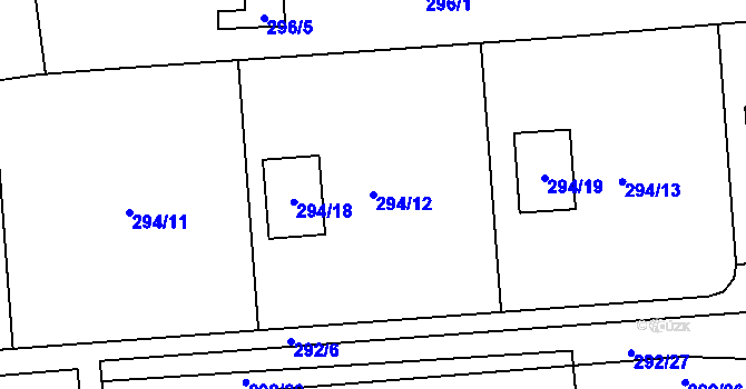 Parcela st. 294/12 v KÚ Sedlešovice, Katastrální mapa