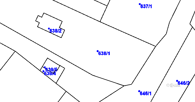 Parcela st. 638/1 v KÚ Sedlešovice, Katastrální mapa
