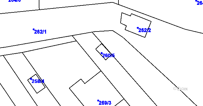 Parcela st. 260/5 v KÚ Sedlešovice, Katastrální mapa