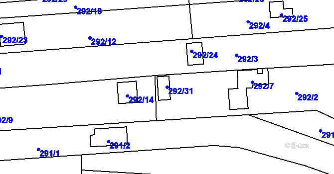 Parcela st. 292/31 v KÚ Sedlešovice, Katastrální mapa