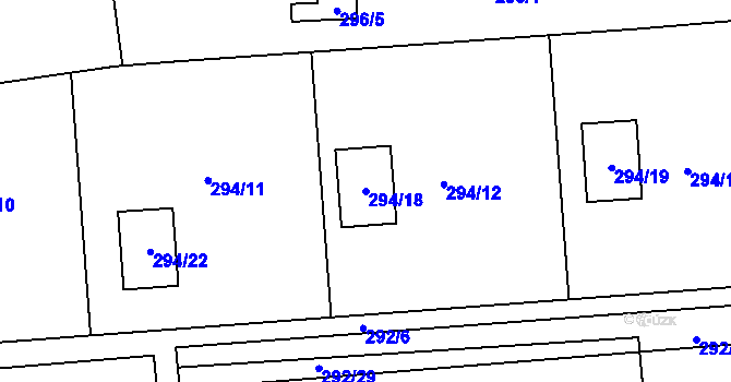 Parcela st. 294/18 v KÚ Sedlešovice, Katastrální mapa