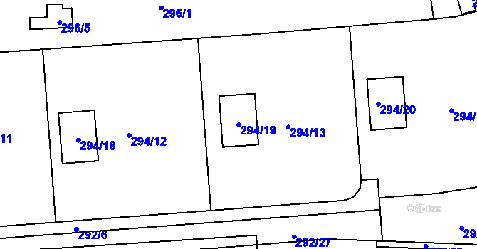 Parcela st. 294/19 v KÚ Sedlešovice, Katastrální mapa