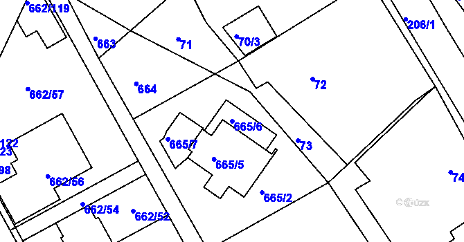 Parcela st. 665/6 v KÚ Sedlešovice, Katastrální mapa