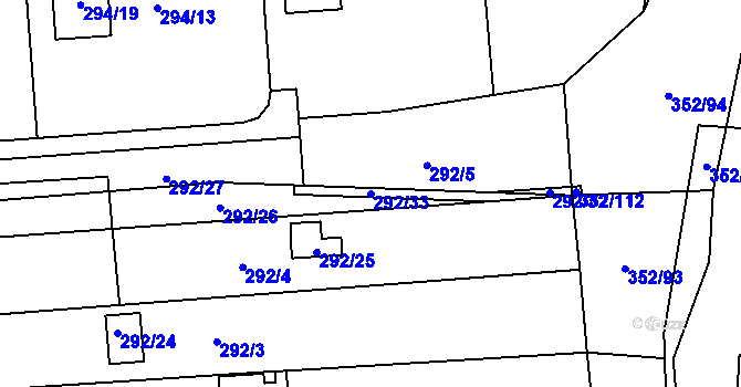 Parcela st. 292/33 v KÚ Sedlešovice, Katastrální mapa