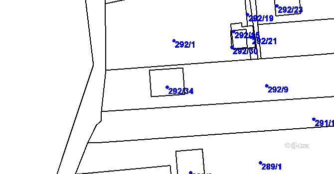 Parcela st. 292/34 v KÚ Sedlešovice, Katastrální mapa