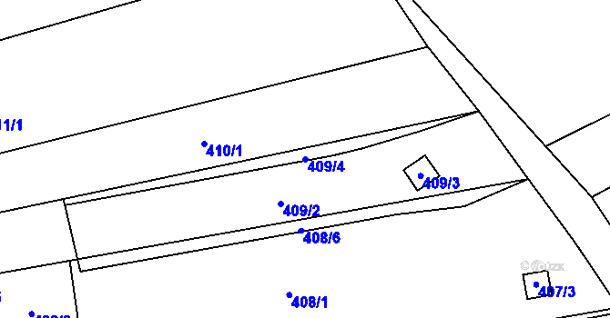 Parcela st. 409/4 v KÚ Sedlešovice, Katastrální mapa