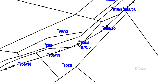 Parcela st. 955/8 v KÚ Nový Telečkov, Katastrální mapa
