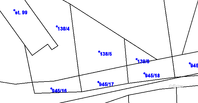 Parcela st. 138/5 v KÚ Nový Telečkov, Katastrální mapa