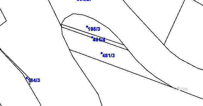 Parcela st. 481/3 v KÚ Oslavička, Katastrální mapa