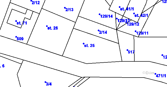 Parcela st. 25 v KÚ Oslavička, Katastrální mapa