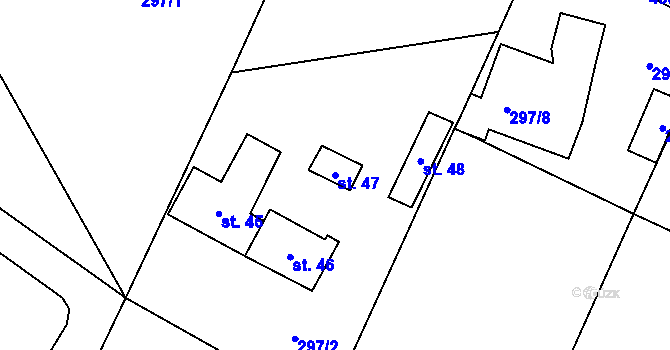 Parcela st. 47 v KÚ Oslavička, Katastrální mapa