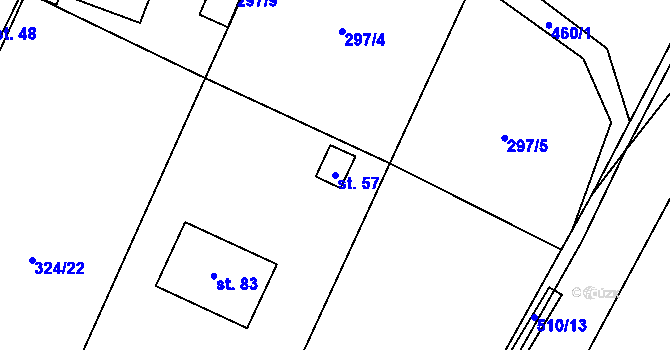 Parcela st. 57 v KÚ Oslavička, Katastrální mapa