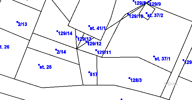 Parcela st. 129/11 v KÚ Oslavička, Katastrální mapa