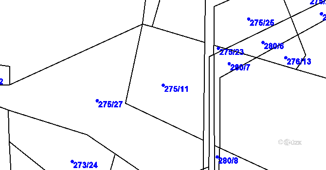 Parcela st. 275/11 v KÚ Oslavička, Katastrální mapa