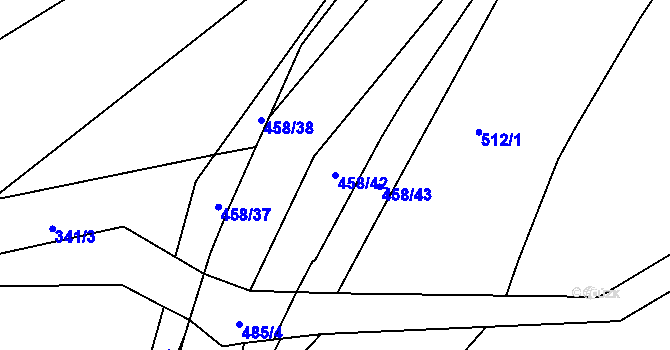 Parcela st. 458/42 v KÚ Oslavička, Katastrální mapa