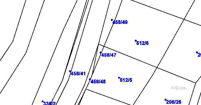 Parcela st. 458/47 v KÚ Oslavička, Katastrální mapa