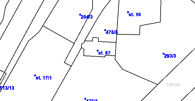 Parcela st. 67 v KÚ Oslavička, Katastrální mapa