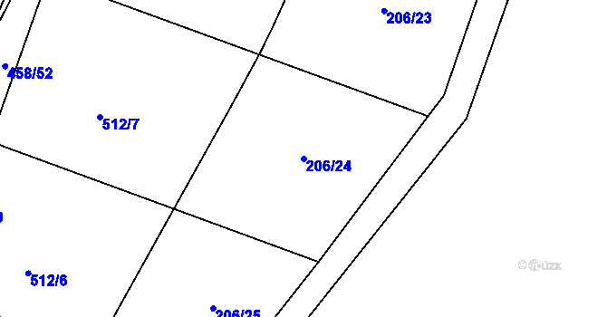 Parcela st. 206/24 v KÚ Oslavička, Katastrální mapa