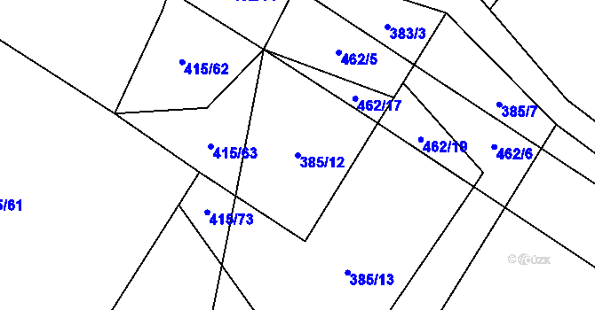 Parcela st. 385/12 v KÚ Oslavička, Katastrální mapa