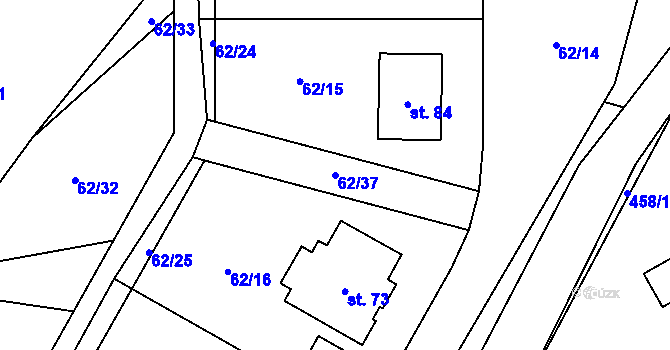 Parcela st. 62/37 v KÚ Oslavička, Katastrální mapa