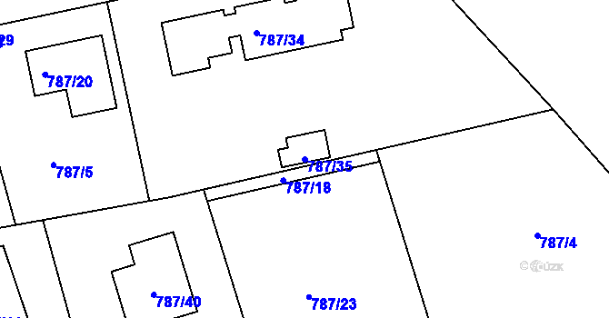 Parcela st. 787/35 v KÚ Káraný, Katastrální mapa