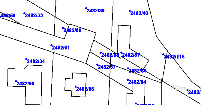 Parcela st. 2482/84 v KÚ Káraný, Katastrální mapa