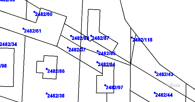 Parcela st. 2482/85 v KÚ Káraný, Katastrální mapa