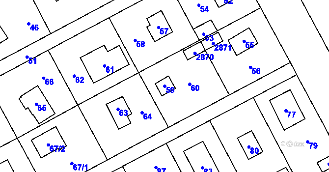 Parcela st. 59 v KÚ Káraný, Katastrální mapa