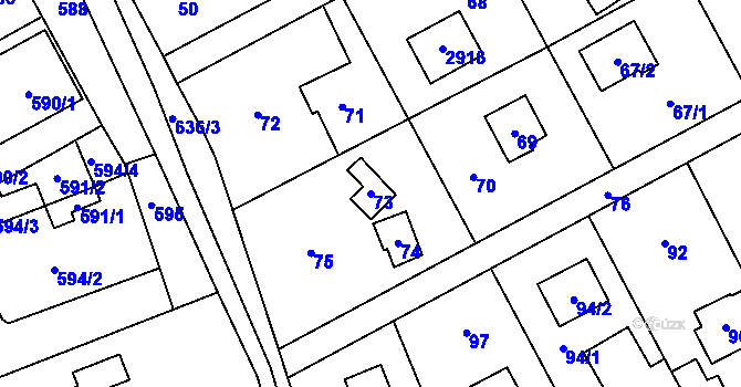 Parcela st. 73 v KÚ Káraný, Katastrální mapa