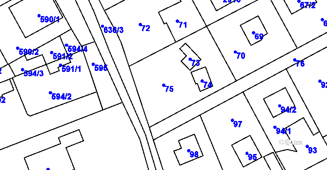 Parcela st. 75 v KÚ Káraný, Katastrální mapa