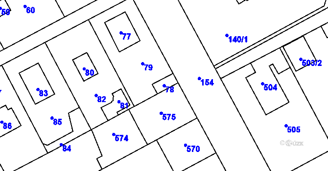 Parcela st. 78 v KÚ Káraný, Katastrální mapa